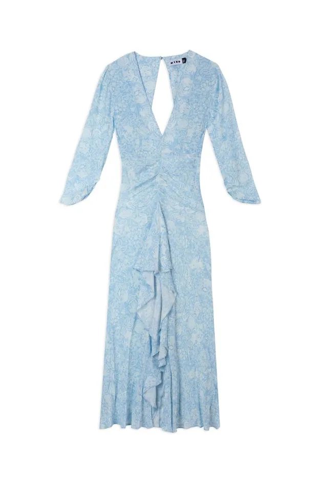 Women Dresses RIXO Rose Dusk Blue Paisley Women Dresses RIXO Rose Dusk Blue Paisley