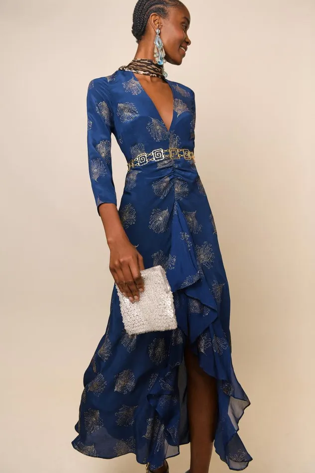 Women Dresses RIXO Rose Midnight Glitter Feather Women Dresses RIXO Rose Midnight Glitter Feather