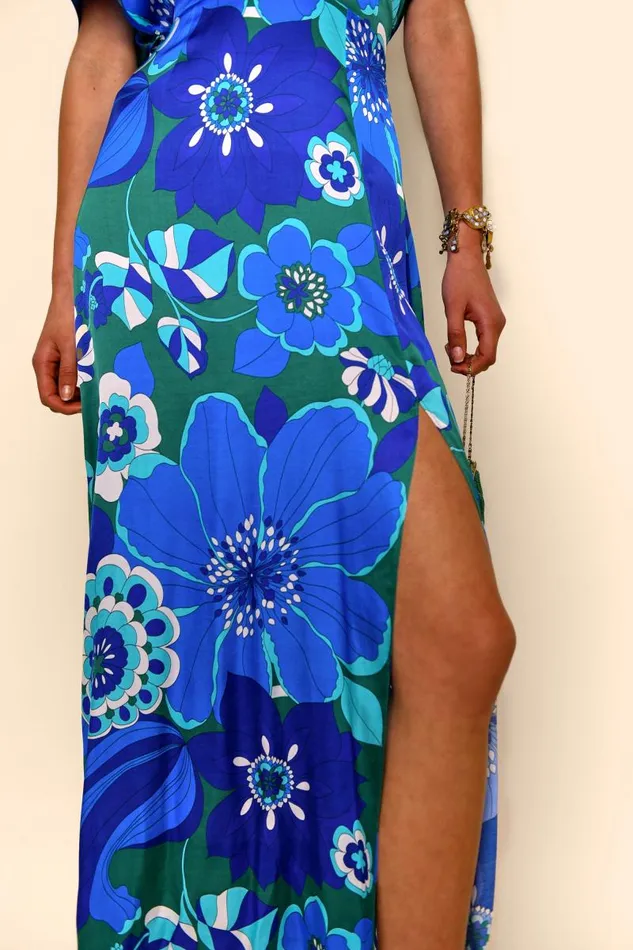 Women Dresses RIXO Sadie Retro Floral Blue Women Dresses RIXO Sadie Retro Floral Blue