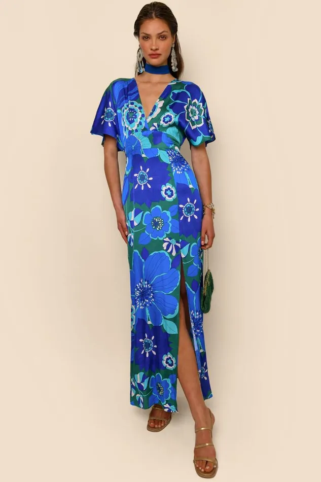 Women Dresses RIXO Sadie Retro Floral Blue Women Dresses RIXO Sadie Retro Floral Blue