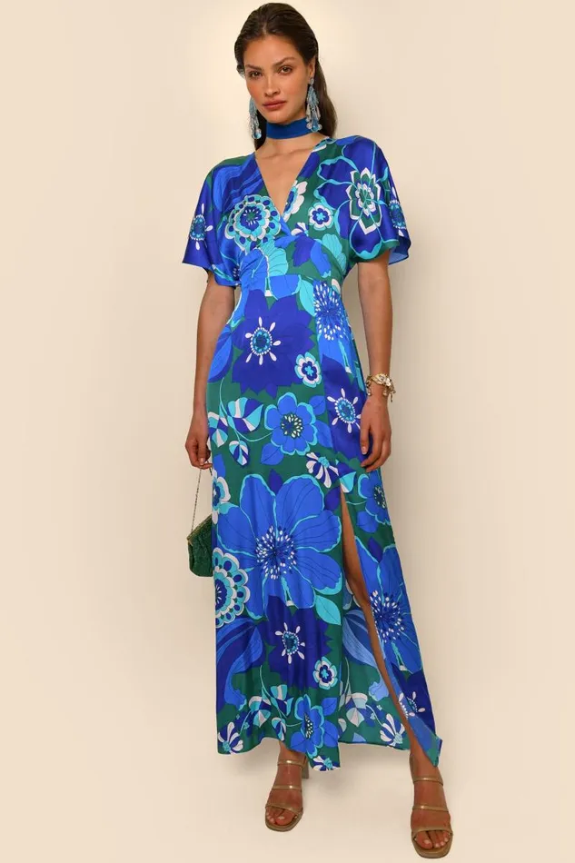 Women Dresses RIXO Sadie Retro Floral Blue Women Dresses RIXO Sadie Retro Floral Blue