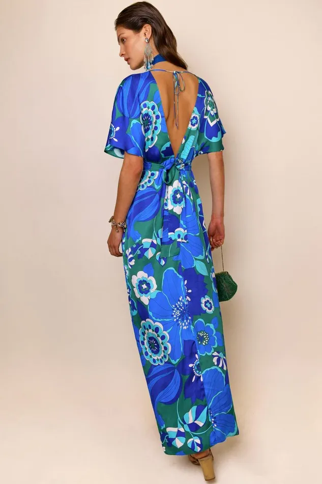 Women Dresses RIXO Sadie Retro Floral Blue Women Dresses RIXO Sadie Retro Floral Blue