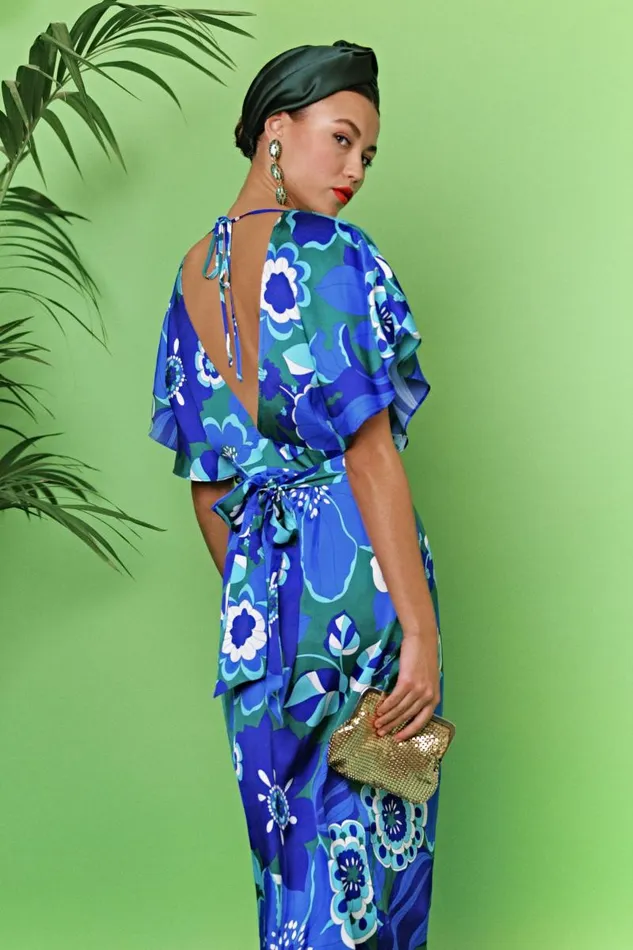 Women Dresses RIXO Sadie Retro Floral Blue Women Dresses RIXO Sadie Retro Floral Blue