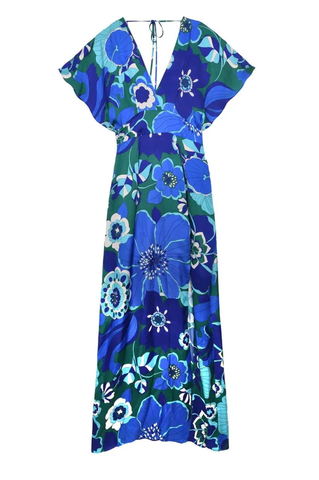 Women Dresses RIXO Sadie Retro Floral Blue Women Dresses RIXO Sadie Retro Floral Blue