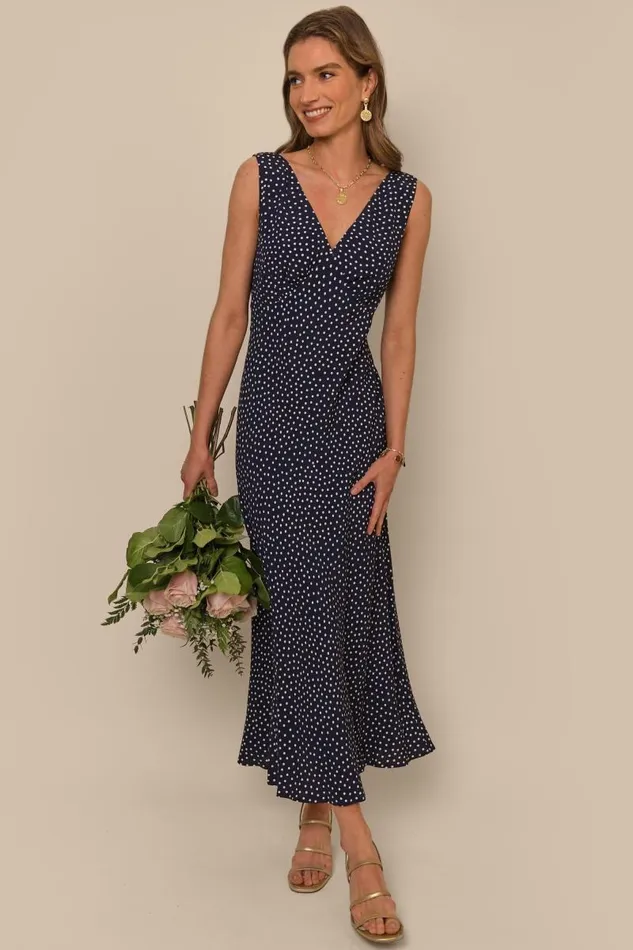 Women Dresses RIXO Sandrine Mini Navy Polka Dot Women Dresses RIXO Sandrine Mini Navy Polka Dot