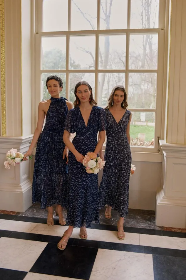 Women Dresses RIXO Sandrine Mini Navy Polka Dot Women Dresses RIXO Sandrine Mini Navy Polka Dot