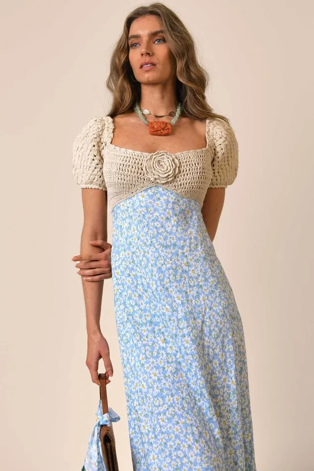 Women Dresses RIXO Sardinia Blue Daisy Chain Women Dresses RIXO Sardinia Blue Daisy Chain