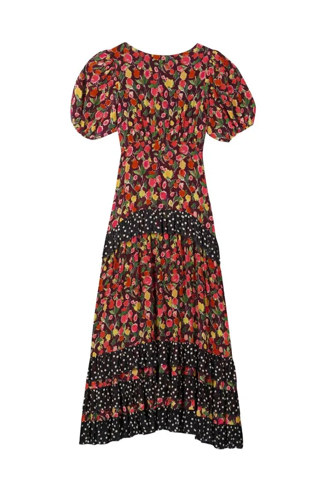 Women Dresses RIXO Shireen Fontainhas Floral Maroon Mix Women Dresses RIXO Shireen Fontainhas Floral Maroon Mix