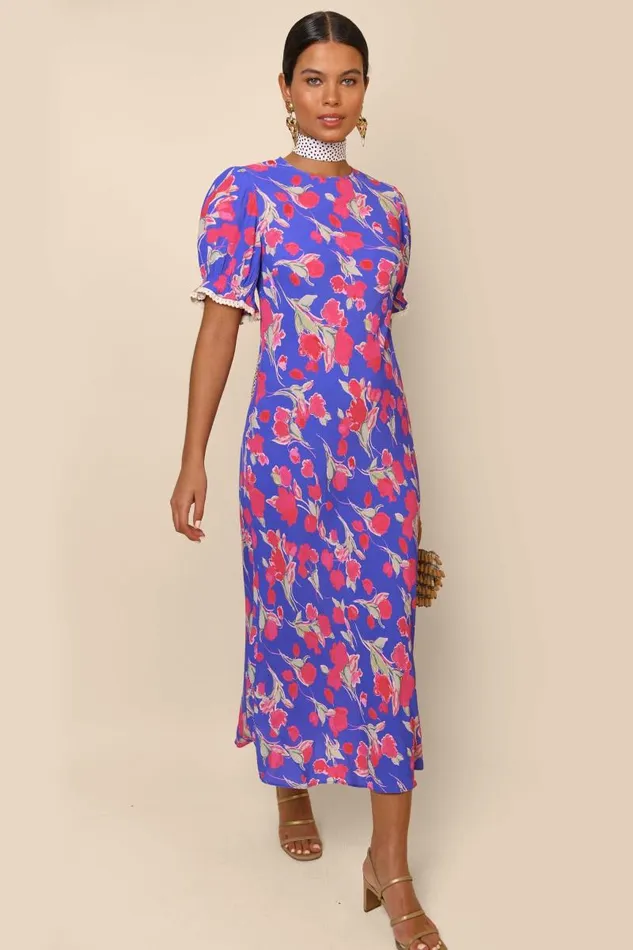 Women Dresses RIXO Venice Fontainhas Floral Iris
