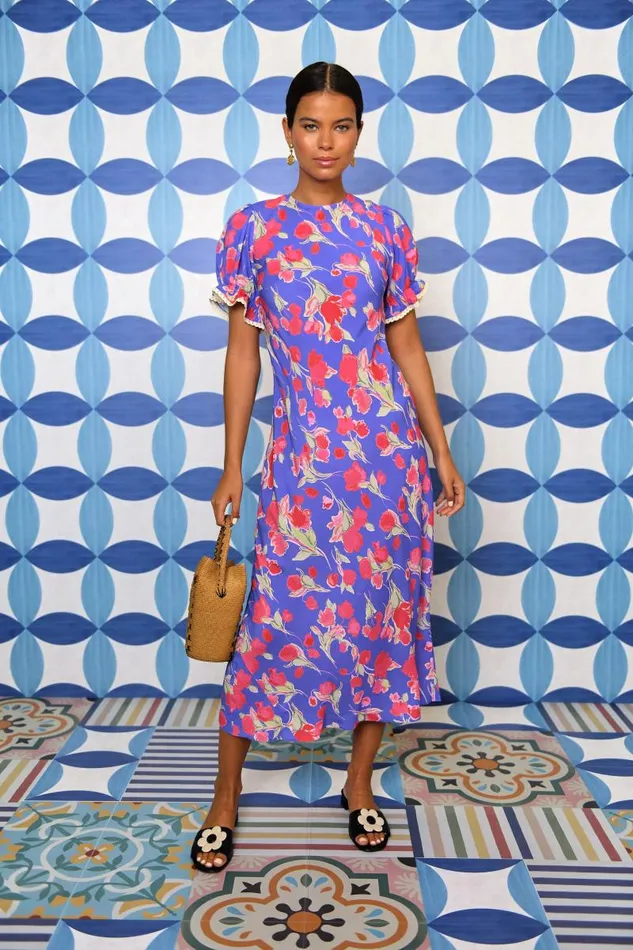 Women Dresses RIXO Venice Fontainhas Floral Iris Women Dresses RIXO Venice Fontainhas Floral Iris