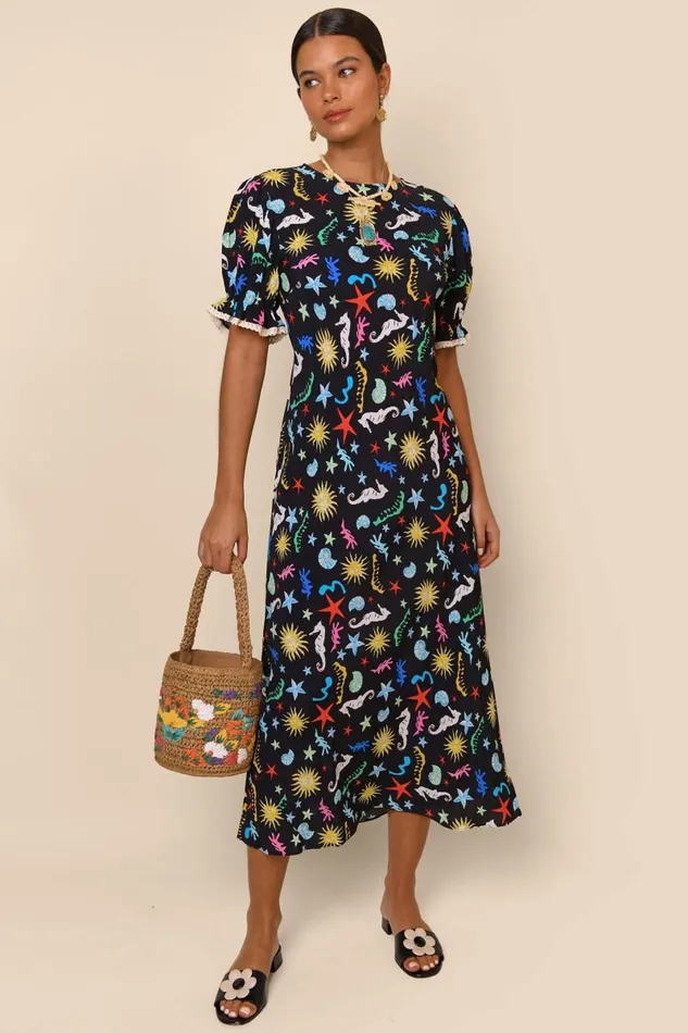 Women Dresses RIXO Venice Ocean Black Women Dresses RIXO Venice Ocean Black