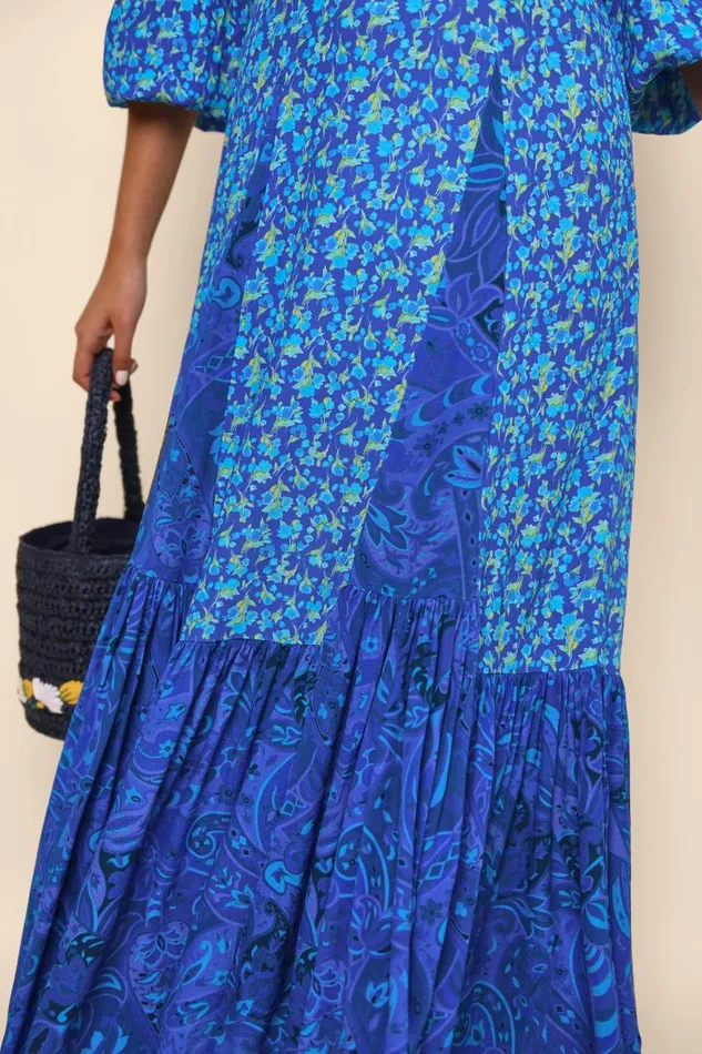 Women Dresses RIXO Virginia Fontainhas Floral Cobalt Mix