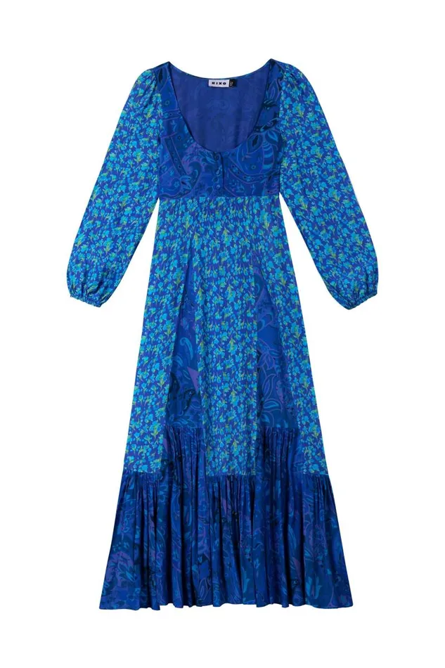 Women Dresses RIXO Virginia Fontainhas Floral Cobalt Mix