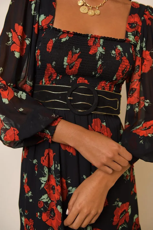 Women Dresses RIXO Yas Black Poppy Women Dresses RIXO Yas Black Poppy