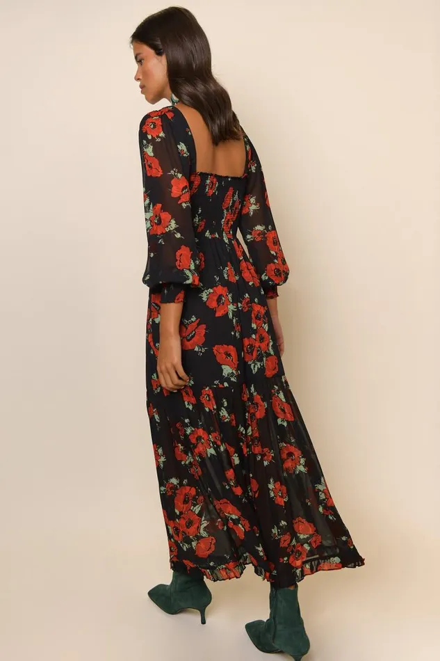 Women Dresses RIXO Yas Black Poppy Women Dresses RIXO Yas Black Poppy