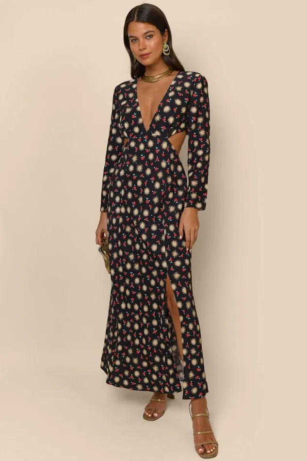 Women Dresses RIXO Zora Sun Petal Black