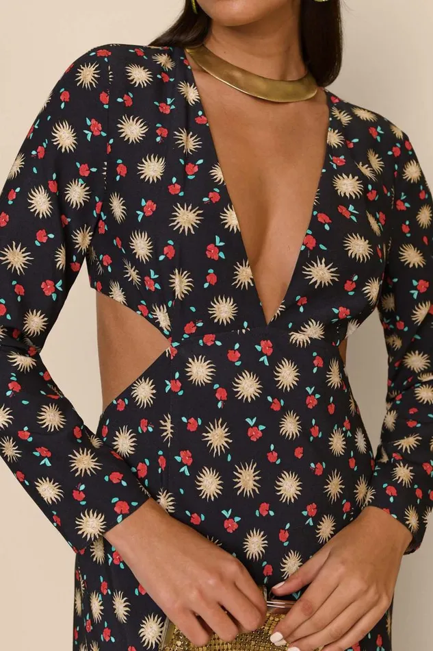 Women Dresses RIXO Zora Sun Petal Black Women Dresses RIXO Zora Sun Petal Black
