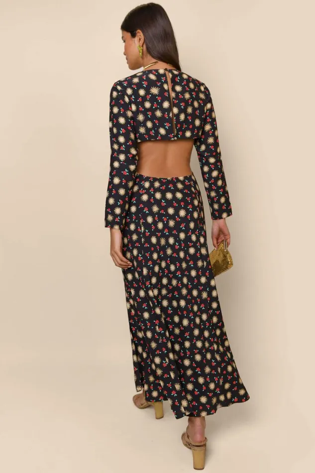 Women Dresses RIXO Zora Sun Petal Black Women Dresses RIXO Zora Sun Petal Black