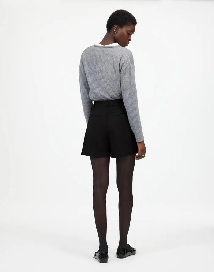 Women Easy Pleated Trouser Shorts True Black Madewell Shorts