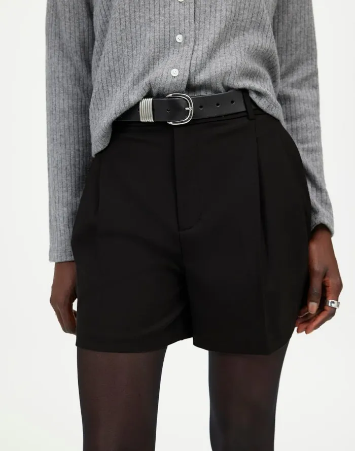 Women Easy Pleated Trouser Shorts True Black Madewell Shorts