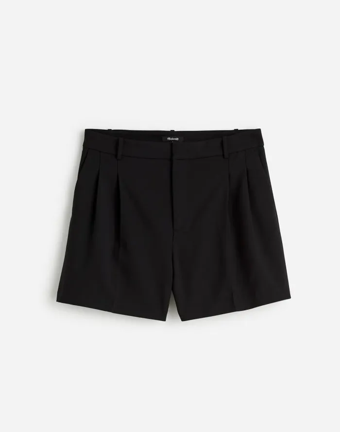 Women Easy Pleated Trouser Shorts True Black Madewell Shorts