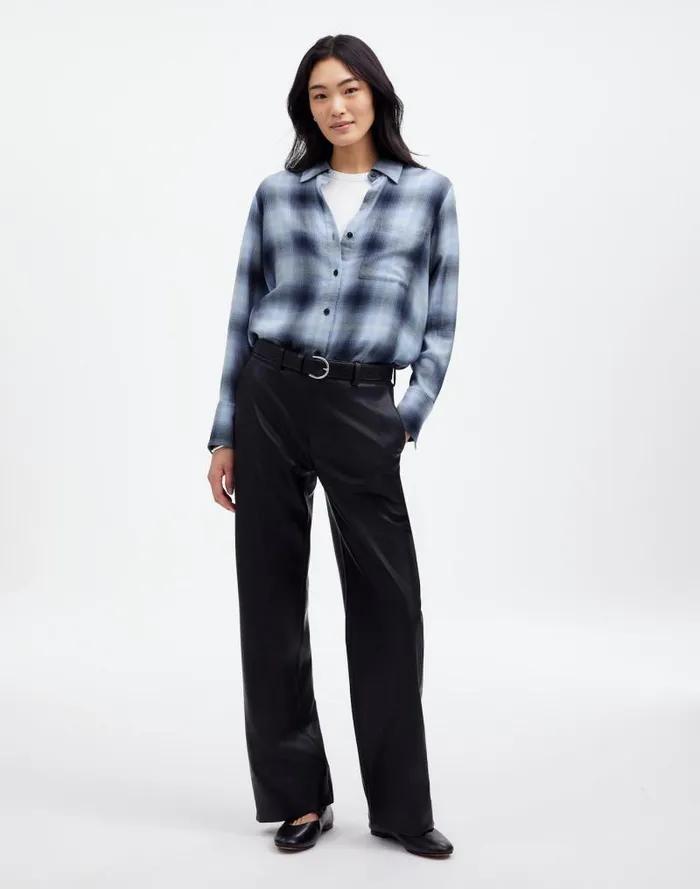 Women Easy YNeck ButtonUp Shirt Deep Indigo Madewell Tops and Shirts