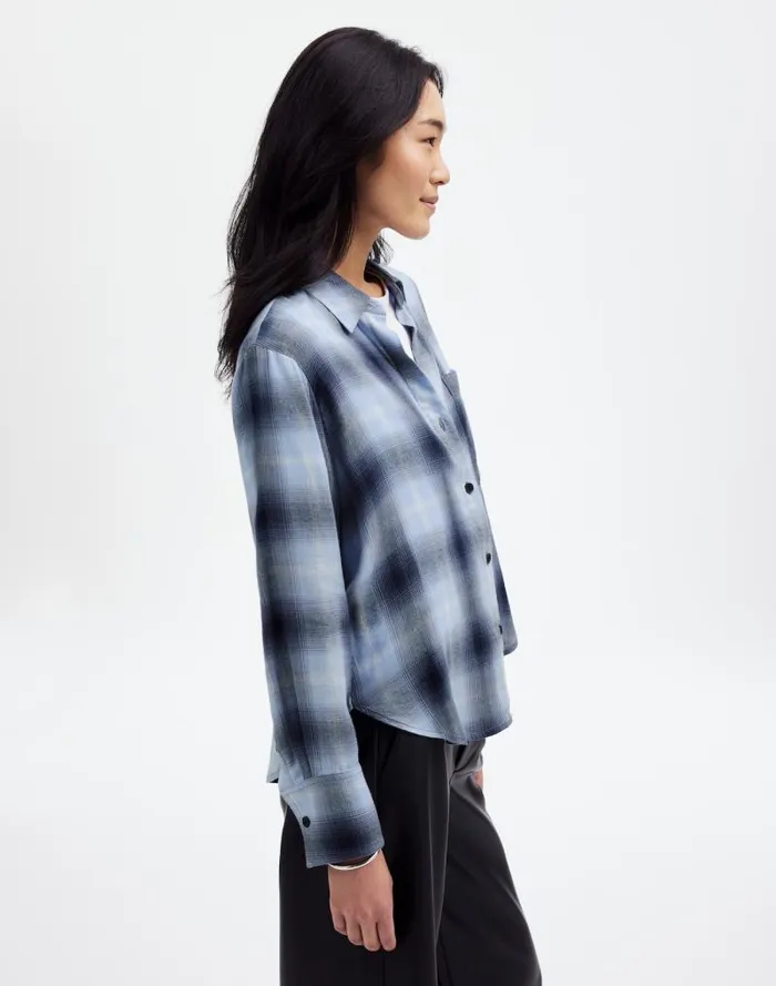 Women Easy YNeck ButtonUp Shirt Deep Indigo Madewell Tops and Shirts