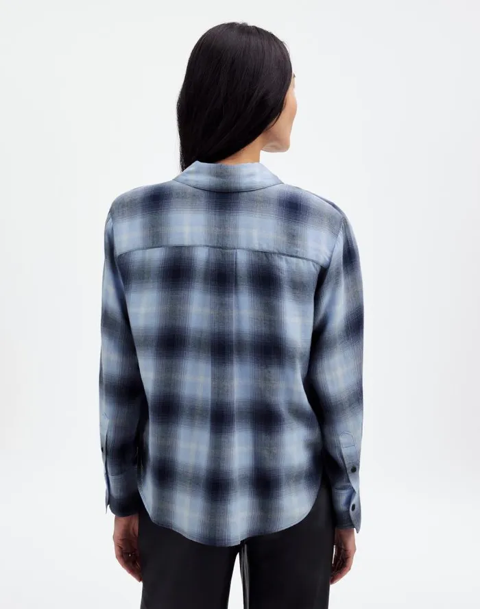 Women Easy YNeck ButtonUp Shirt Deep Indigo Madewell Tops and Shirts