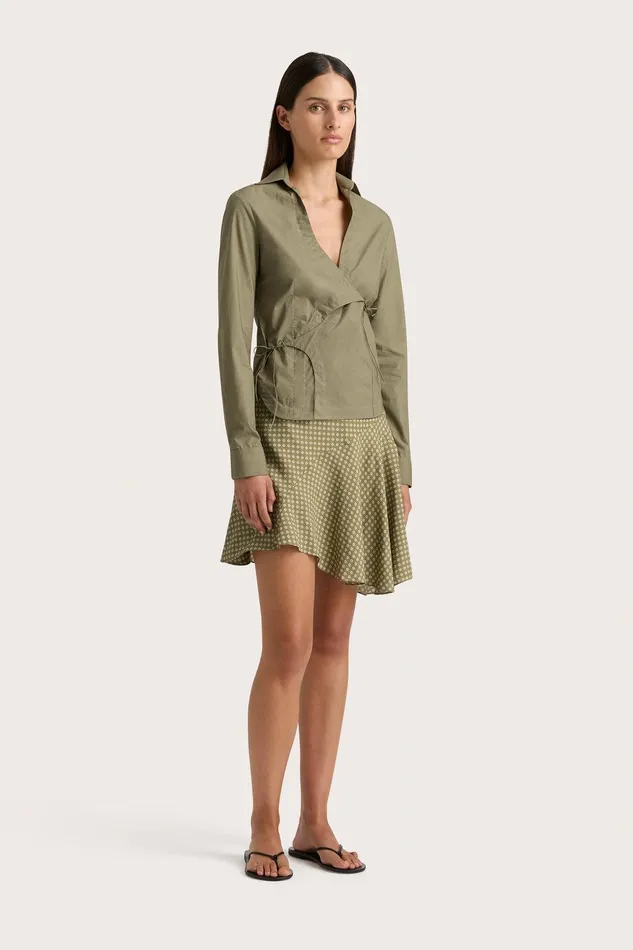 Women Emalee Mini Skirt Oliander Khaki Faithfull The Brand Skirts and Shorts Women Emalee Mini Skirt Oliander Khaki Faithfull The Brand Skirts and Shorts