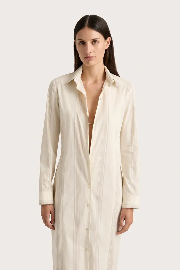 Women En Vau Shirt Dress Foam Taupe Stripe Faithfull The Brand Dresses Women En Vau Shirt Dress Foam Taupe Stripe Faithfull The Brand Dresses