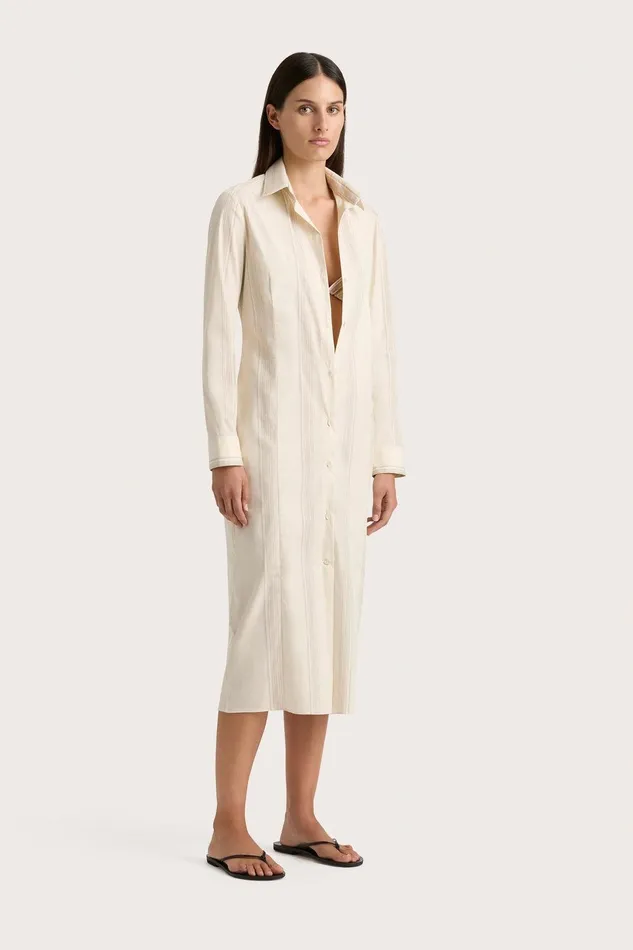 Women En Vau Shirt Dress Foam Taupe Stripe Faithfull The Brand Dresses Women En Vau Shirt Dress Foam Taupe Stripe Faithfull The Brand Dresses