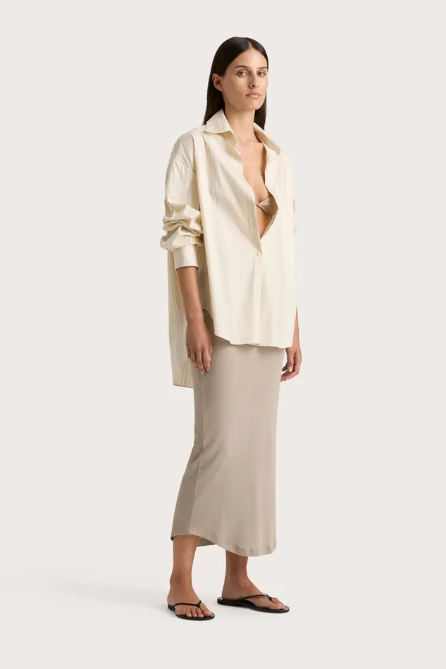Women En Vau Shirt Foam Taupe Stripe Faithfull The Brand Tops Women En Vau Shirt Foam Taupe Stripe Faithfull The Brand Tops