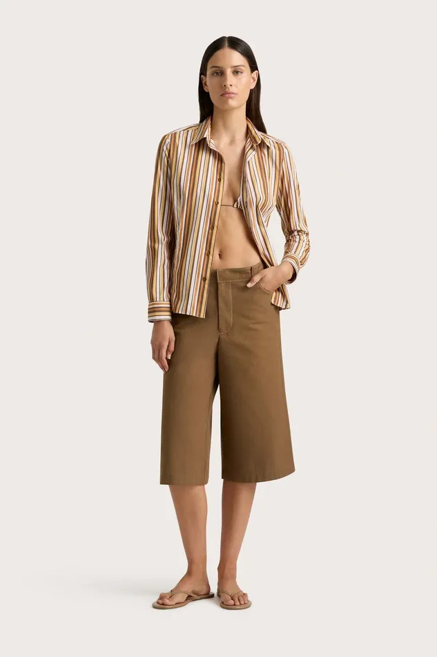 Women En Vau Shirt Terracotta Stripe Faithfull The Brand Tops