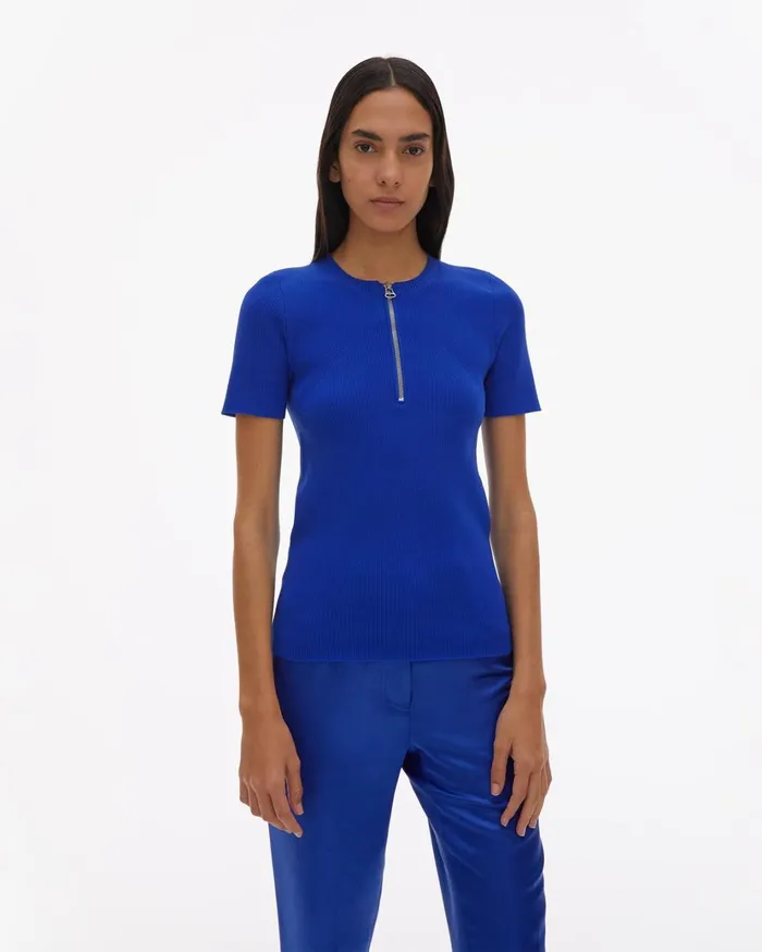 Women Essential Zip Tee Azurite Helmut Lang Sweaters