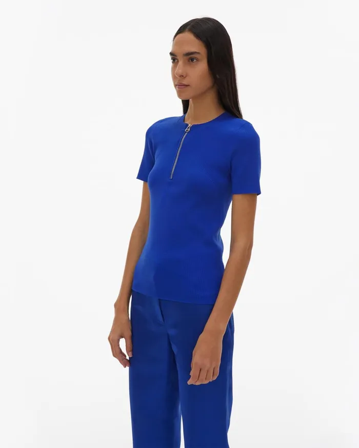 Women Essential Zip Tee Azurite Helmut Lang Sweaters