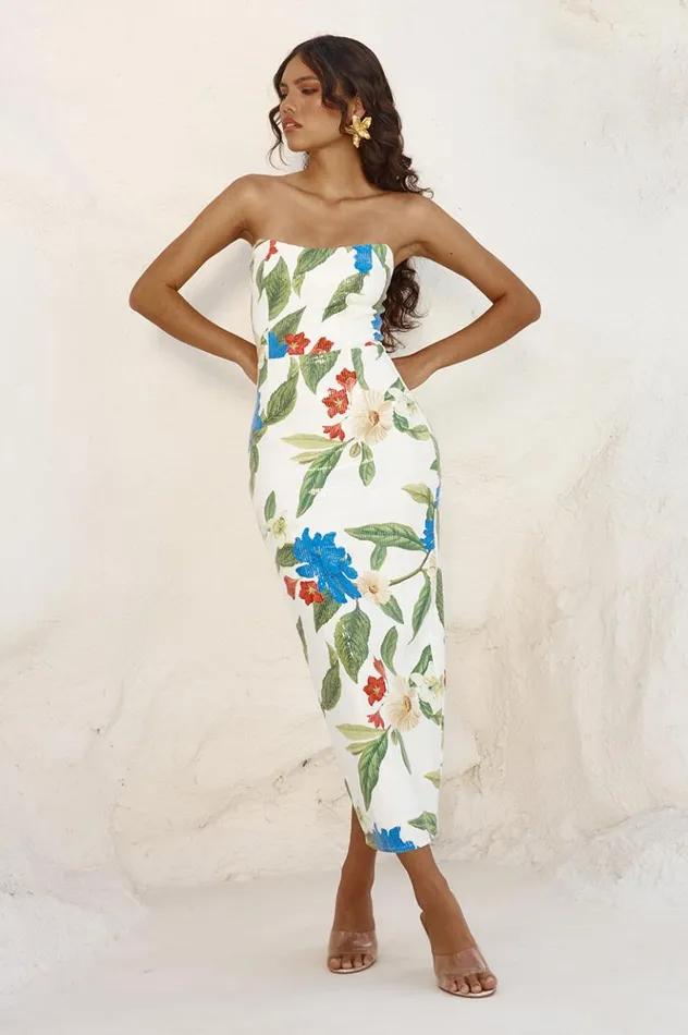 Women Evening Dresses Runaway The Label ROMINA MIDI DRESS White Floral
