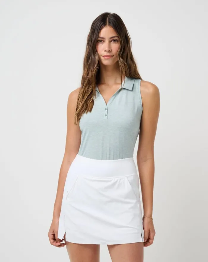 Women FEATHERWEIGHT ACTIVE SLEEVELESS POLO 20 Heather Ether TravisMathew Polos Women FEATHERWEIGHT ACTIVE SLEEVELESS POLO 20 Heather Ether TravisMathew Polos