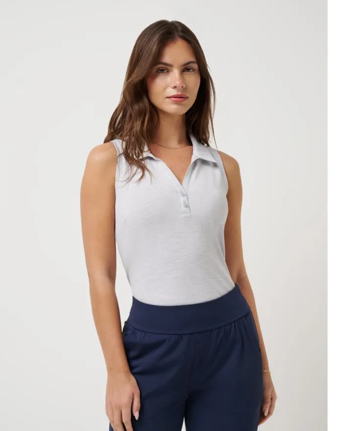 Women FEATHERWEIGHT ACTIVE SLEEVELESS POLO 20 Heather Light Grey TravisMathew Polos Women FEATHERWEIGHT ACTIVE SLEEVELESS POLO 20 Heather Light Grey TravisMathew Polos