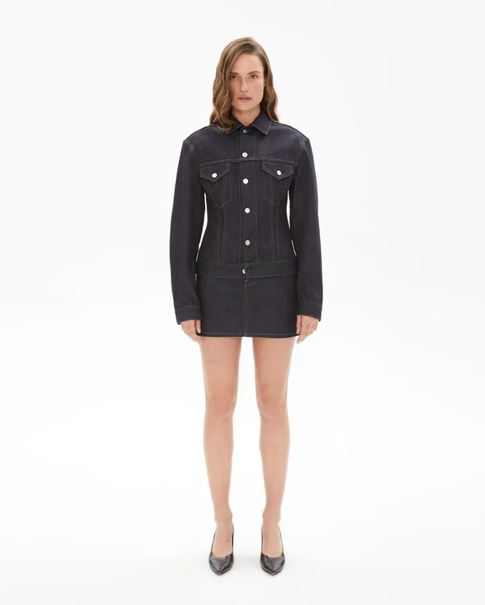 Women Femme Trucker Denim Jacket Indigo Helmut Lang Jackets and Blazers