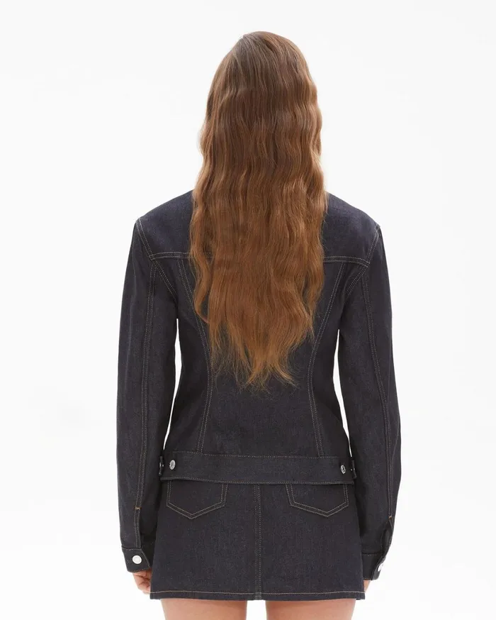 Women Femme Trucker Denim Jacket Indigo Helmut Lang Jackets and Blazers
