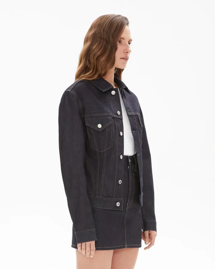 Women Femme Trucker Denim Jacket Indigo Helmut Lang Jackets and Blazers