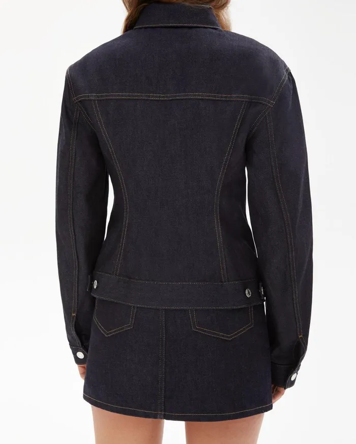 Women Femme Trucker Denim Jacket Indigo Helmut Lang Jackets and Blazers