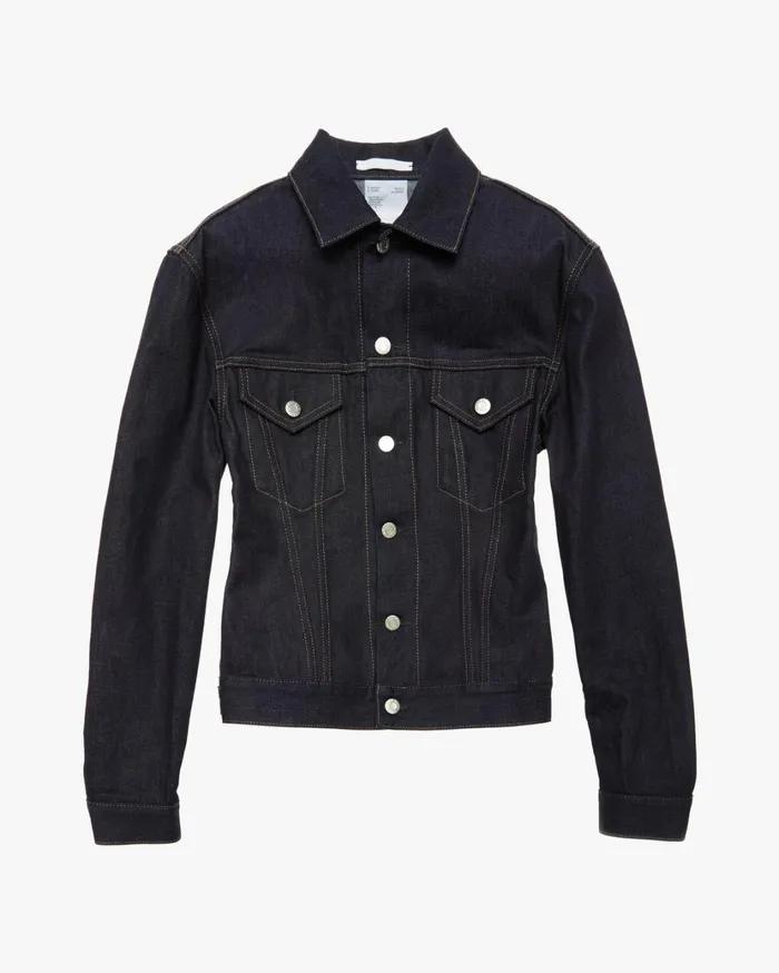 Women Femme Trucker Denim Jacket Indigo Helmut Lang Jackets and Blazers