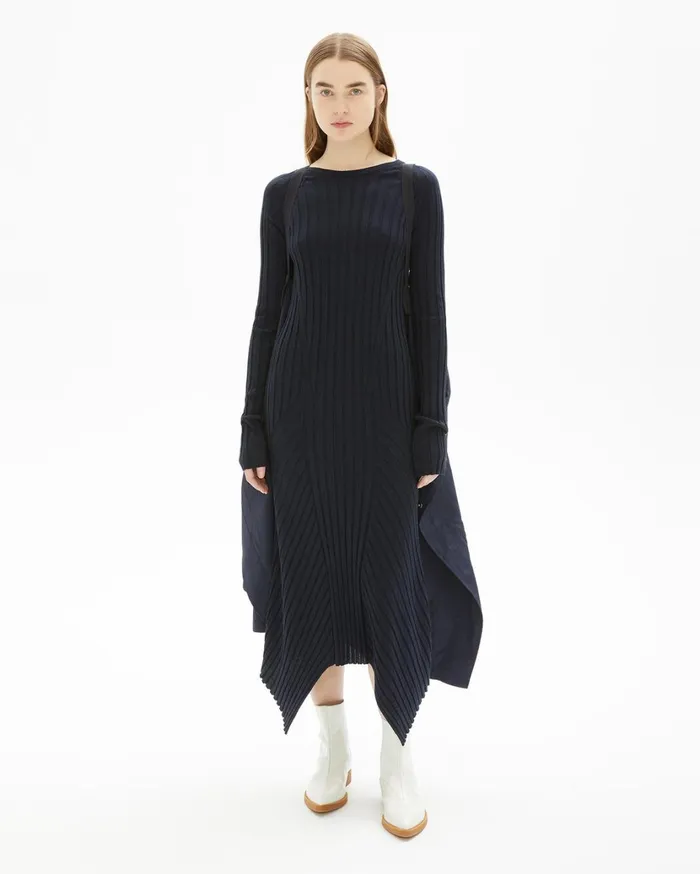 Women Fine Wool Rib Dress Ink Helmut Lang Dresses and Skirts