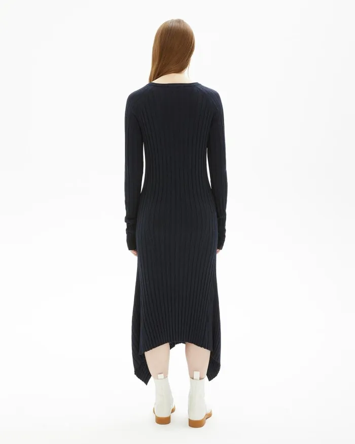Women Fine Wool Rib Dress Ink Helmut Lang Dresses and Skirts