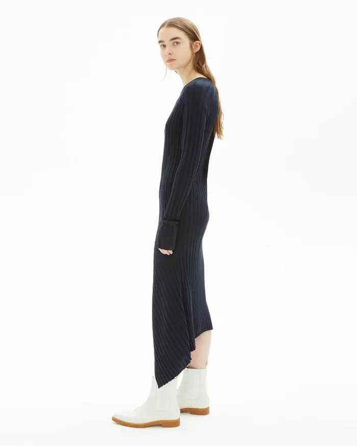 Women Fine Wool Rib Dress Ink Helmut Lang Dresses and Skirts