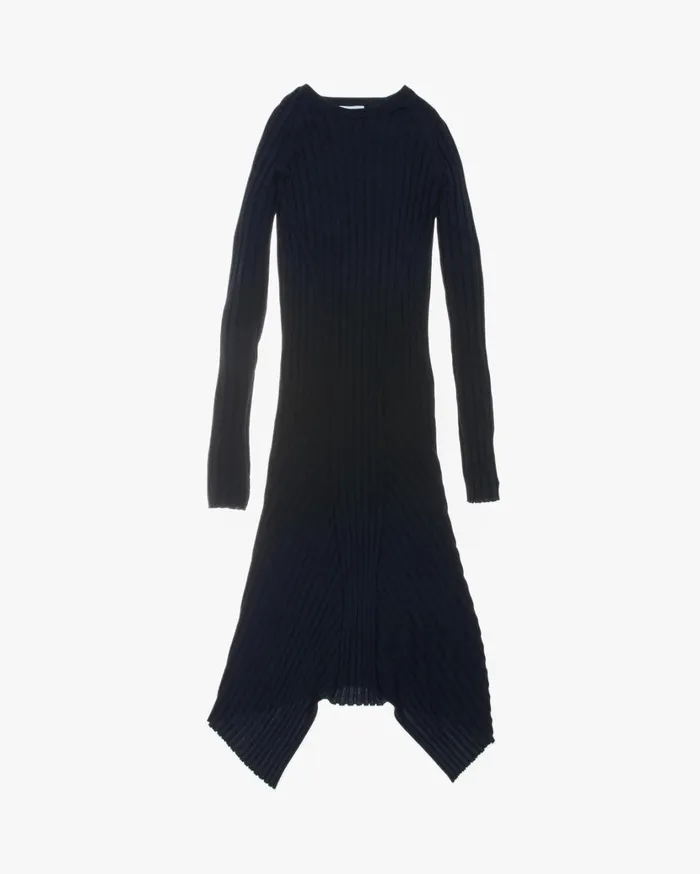 Women Fine Wool Rib Dress Ink Helmut Lang Dresses and Skirts