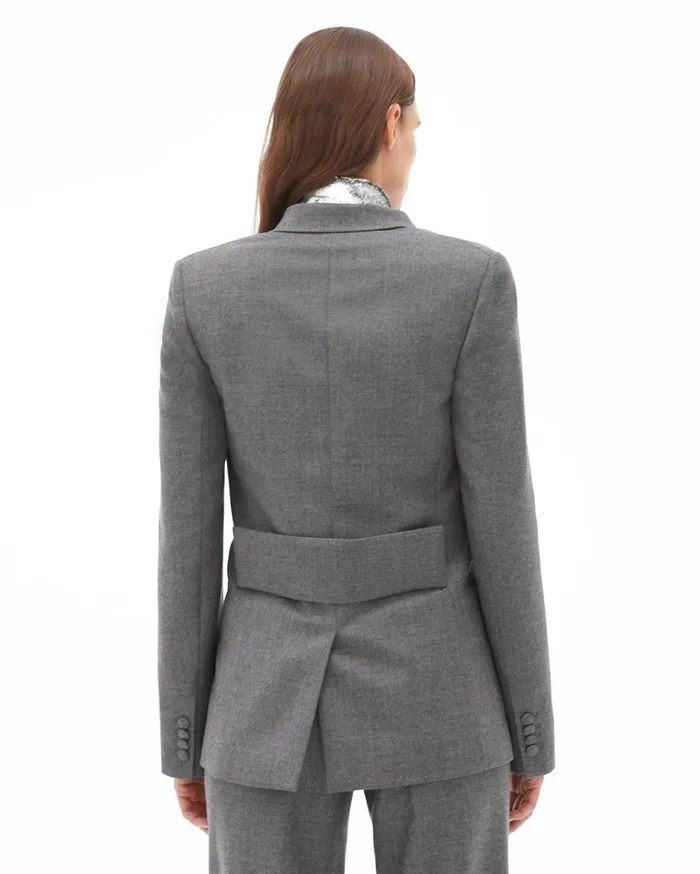 Women Flannel Shrunken Blazer Beuys Grey Helmut Lang Jackets and Blazers