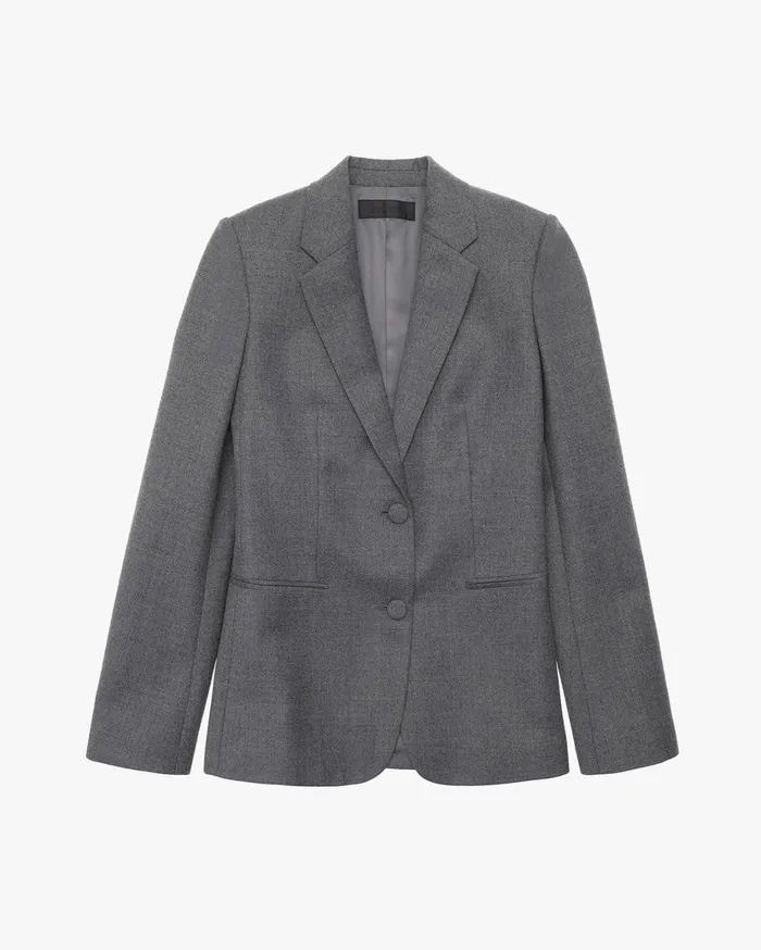 Women Flannel Shrunken Blazer Beuys Grey Helmut Lang Jackets and Blazers