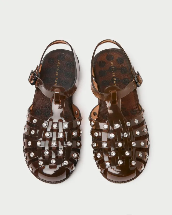 Women Flat Sandals Loeffler Randall Rhys Brown Jelly Sandal